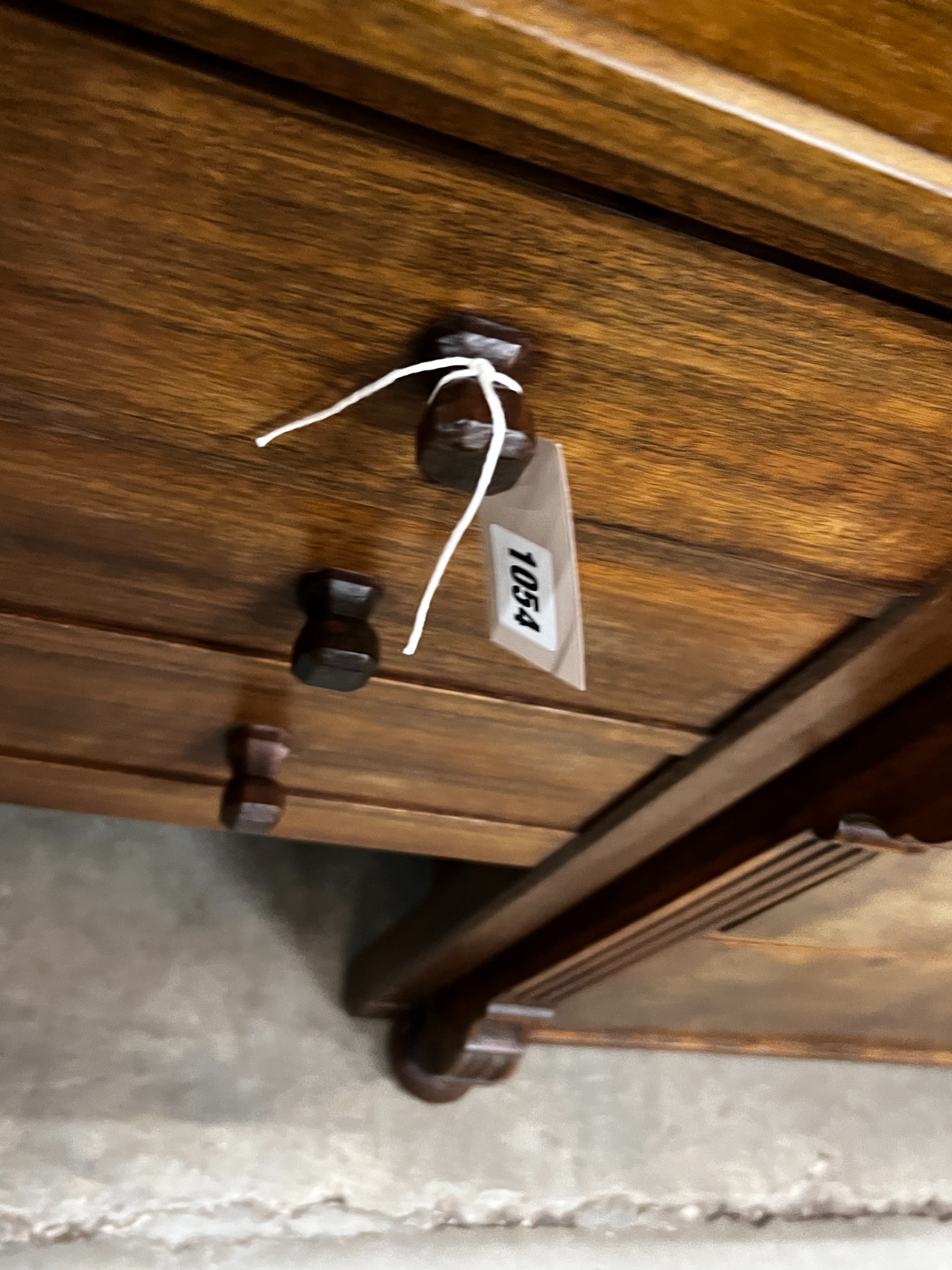 A mid century teak three drawer bedside chest, height 77cm together with an oak and pine workbox